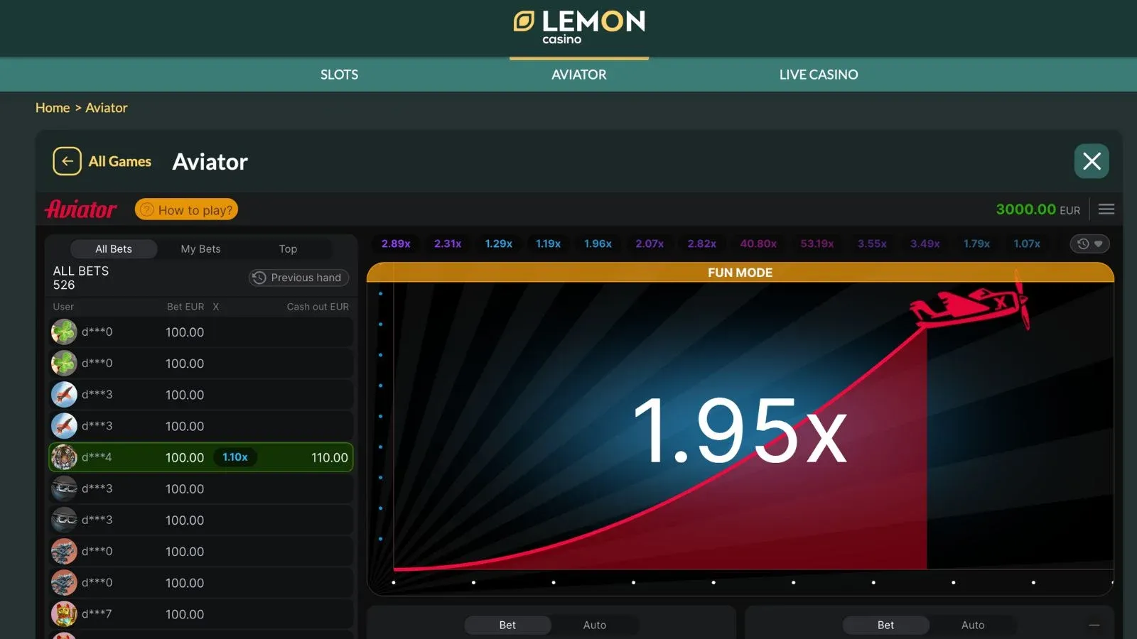Aviator w Lemon casino