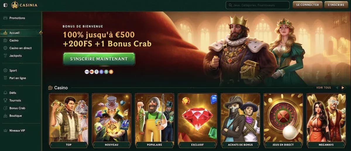 Casinia Site Home page