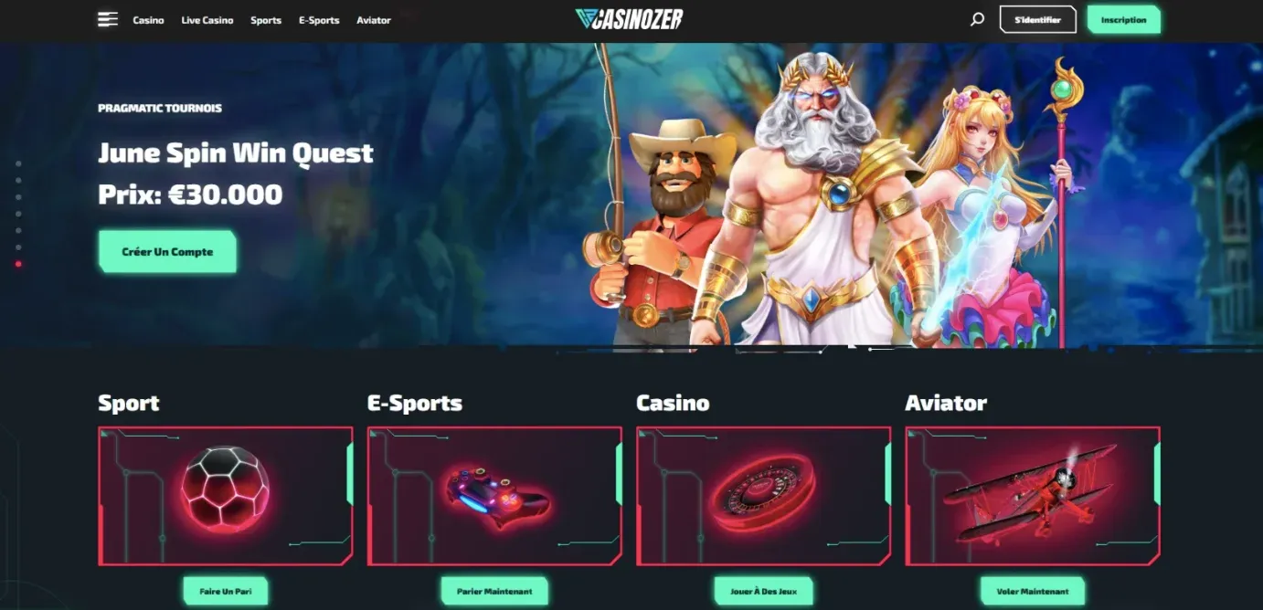 Casinozer site home page
