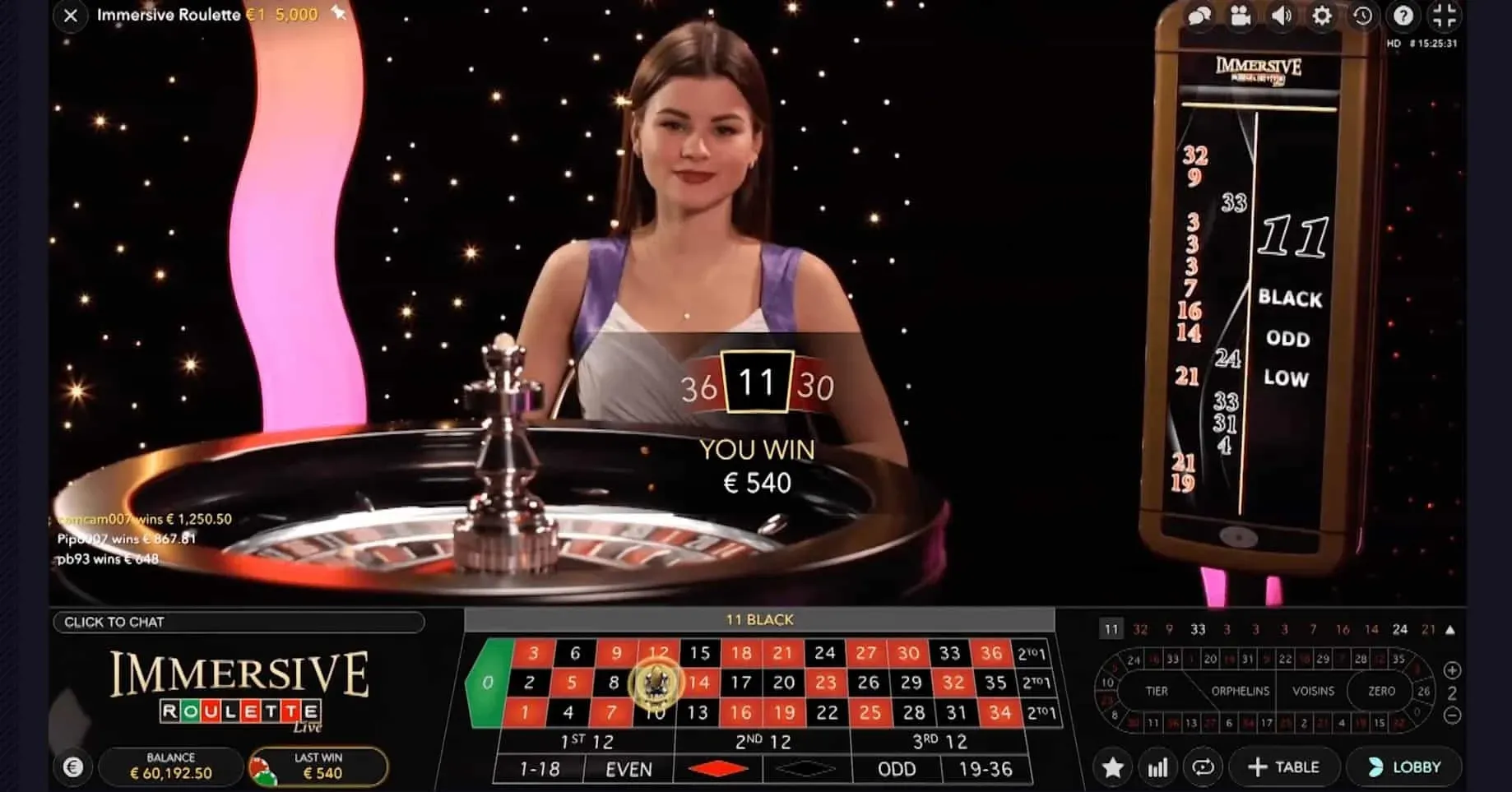 Live roulette w Lemon casino 
